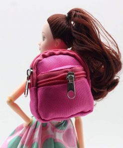 Doll Size Pink Nylon bagpack For Barbie Doll Backpack