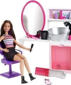 Barbie Sparkle Style Salon & Brunette Doll Playset