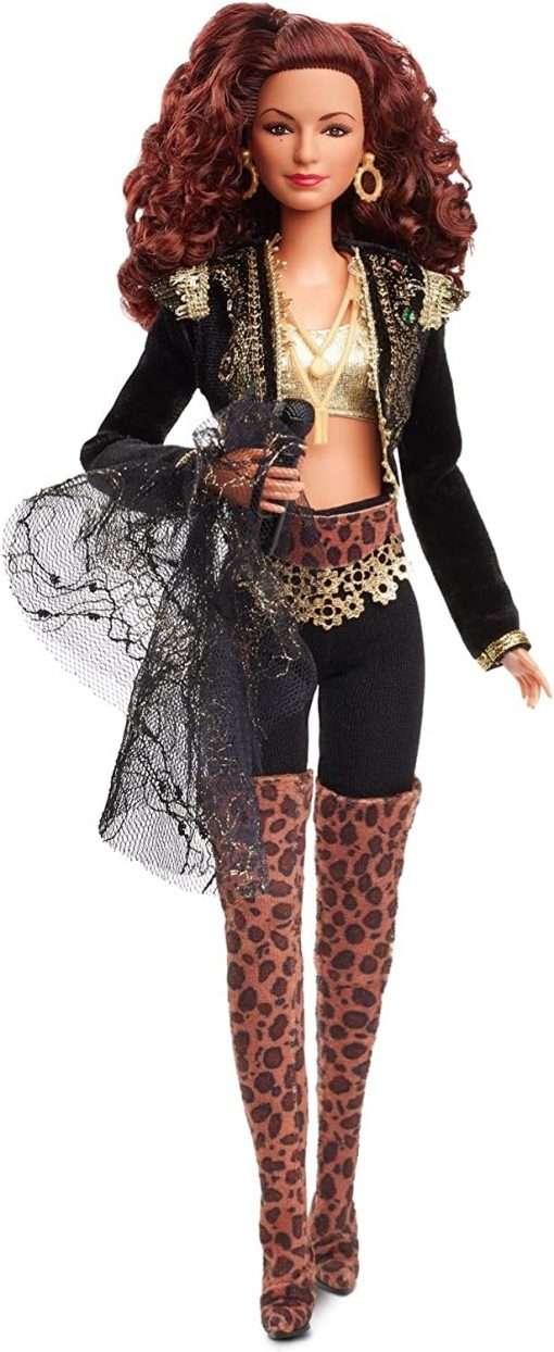 Barbie Signature Gloria Estefan Barbie Doll in Gold and Black Fashion and Accessories, with Microphone, Gift for Collectors