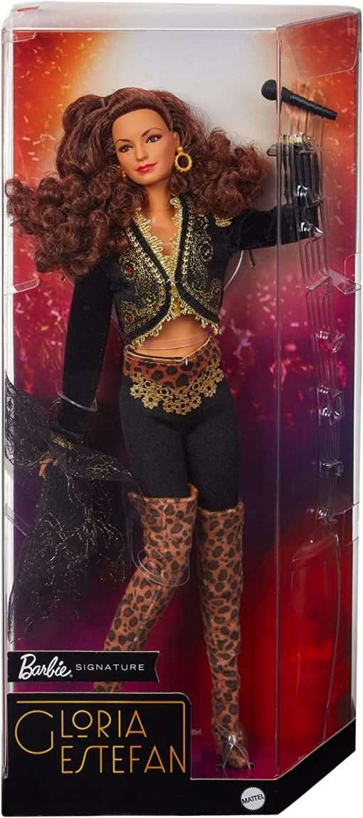Barbie Signature Gloria Estefan Barbie Doll in Gold and Black Fashion and Accessories, with Microphone, Gift for Collectors 6