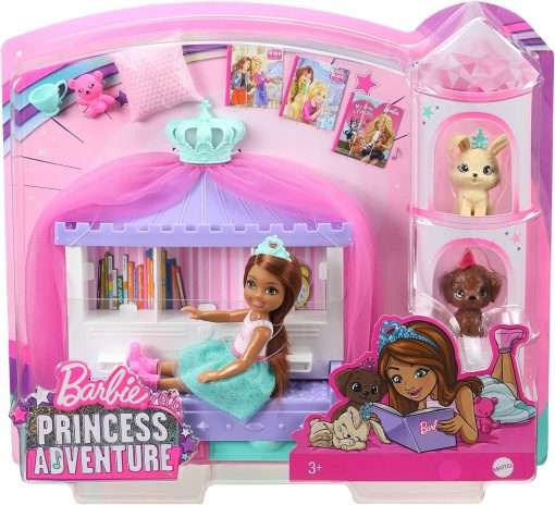 Barbie Princess Adventure Chelsea Princess Storytime Playset, with Chelsea Doll, Canopy Bed, 2 Pets and Accessories 6