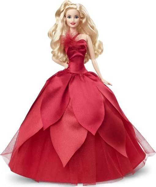 Barbie Signature 2022 Holiday Doll with Blonde Hair, Collectible Series, Includes Doll Stand and Displayable Packaging