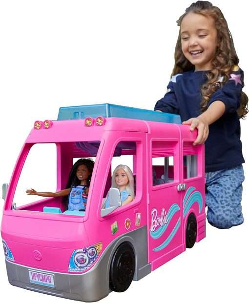 Barbie Camper, DreamCamper Toy Playset with 60+ Barbie Accessories and Furniture Pieces