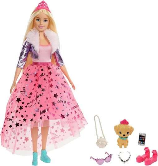 Barbie Princess Adventure Doll in Princess Fashion (12-in Blonde) Barbie Doll with Pet Puppy
