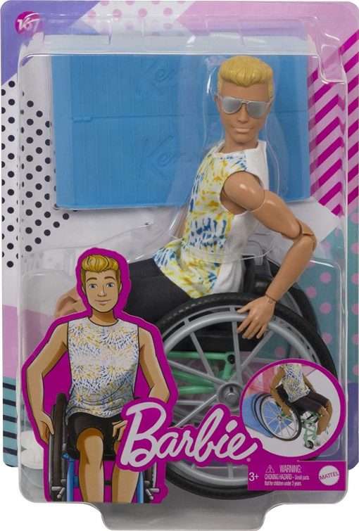 Barbie Ken Fashionistas Doll #167 with Wheelchair & Ramp Wearing Tie-Dye Shirt 6