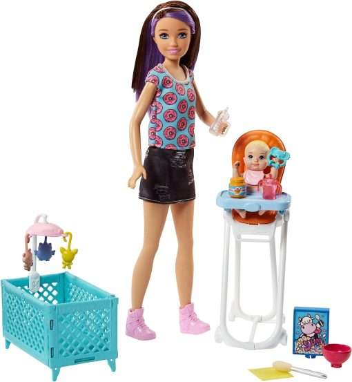 Barbie Babysitting Playset with Skipper Friend Doll, Color-Change Baby Doll