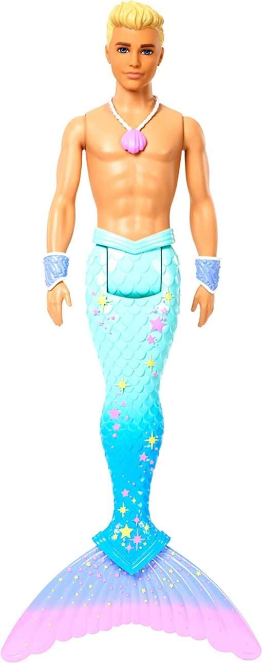 Barbie Dreamtopia Merman Doll, Approx. 12-Inch with Blue Rainbow Tail and Blonde Hair, for 3 to 7 Year Olds