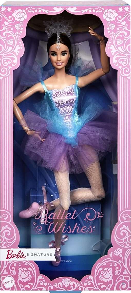 Barbie Signature Doll, Ballet Wishes Posable Brunette with Ballerina Costume, Tutu, Tiara and Pointe Shoes 6