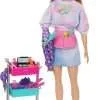 Barbie On-set Stylist Doll & 14 Accessories, Blonde Malibu Fashion Doll with Cart, Smock, Makeup Palette, Puppy & More, 3 years old and up, includes Toy