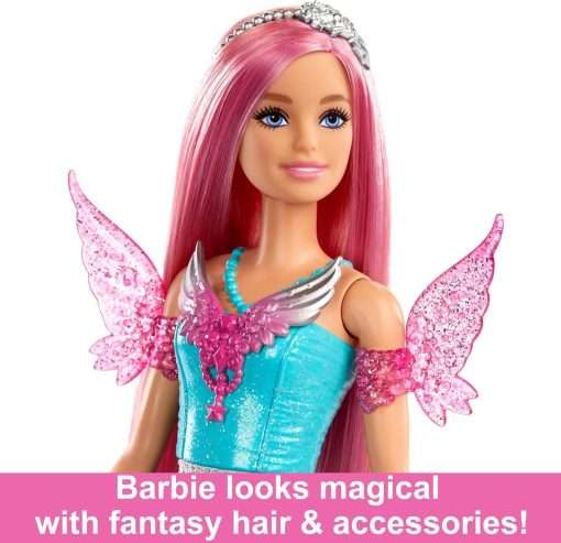 Barbie Doll with Two Fairytale Pets and Fantasy Dress, Barbie “Malibu” Doll from Barbie A Touch of Magic, 7-inch Long Fantasy Hair 3