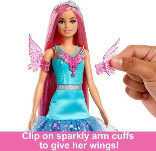 Barbie Doll with Two Fairytale Pets and Fantasy Dress, Barbie “Malibu” Doll from Barbie A Touch of Magic, 7-inch Long Fantasy Hair 4