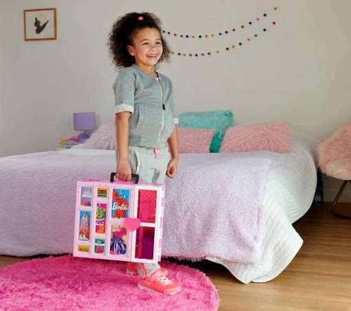Barbie Dream Closet Playset, 35+ Clothes & Accessories Including 5 Complete Looks, Pop-Up Second Level, Mirror & Laundry Chute 2