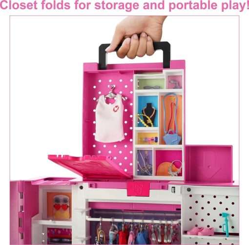 Barbie Dream Closet Playset, 35+ Clothes & Accessories Including 5 Complete Looks, Pop-Up Second Level, Mirror & Laundry Chute 5