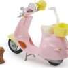 Barbie Scooter with Puppy and Helmet Accessory, Pink and Yellow Moped with Basket, Kickstand and Seat Clip for Doll 3