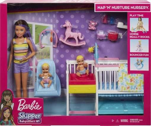 Barbie Skipper Babysitters Inc Dolls & Playset, Nap 'N Nurture Nursery, Skipper Doll, Baby Doll, Crib & 10+ Accessories, Working Bouncer 6