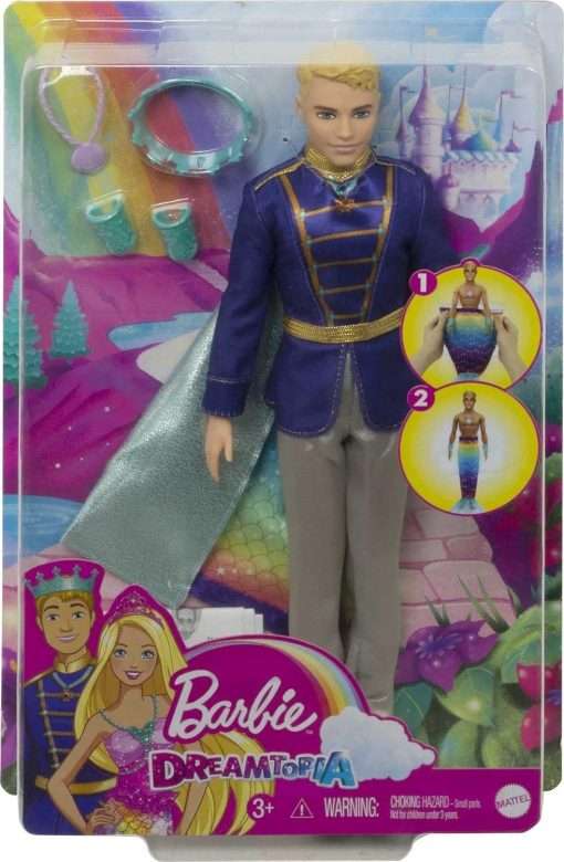 Barbie Dreamtopia 2-in-1 Ken Doll (Blonde, 12-in) with Prince to Merman Fashion Transformation, with 2 Looks and Accessories, for 3 to 7 Year Olds 5