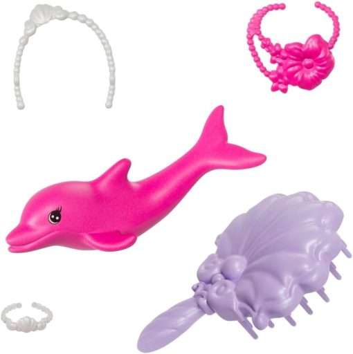 Barbie Mermaid Doll, “Malibu” with Pink Hair, Styling Accessories, Pet Dolphin and Water-Activated Color Change Feature 5