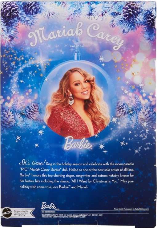 Barbie _Mariah Carey Doll, Holiday Celebration Collectible, Glittery Red Gown with Silver Accessories 6