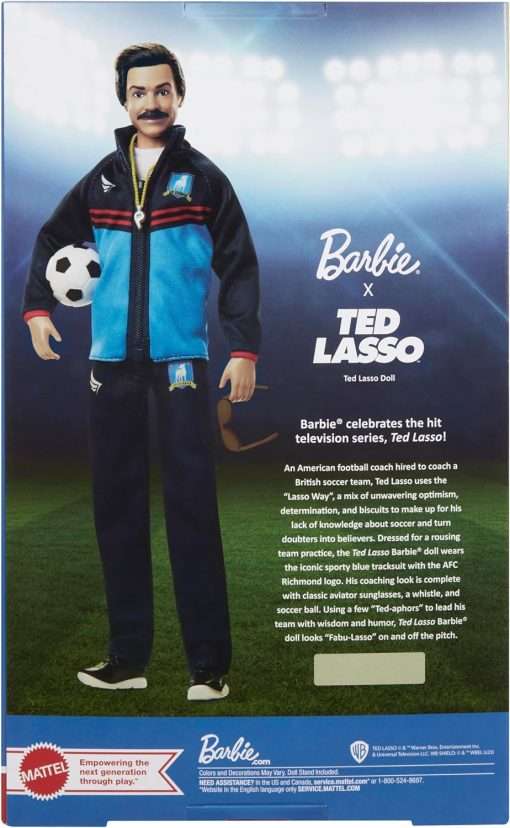 Barbie Signature Doll, Ted Lasso Wearing Iconic Blue AFC Richmond Tracksuit with Aviators, Collectible with Displayable Packaging 6