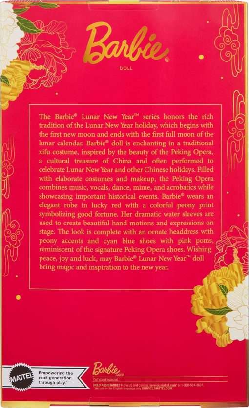 Barbie Signature Lunar New Year Doll, Collectible in Red Floral Robe with Traditional Accessories Inspired by the Peking Opera 6