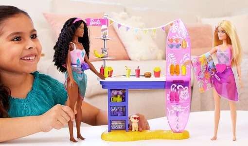 Barbie Dolls & Accessories Playset, Beach Boardwalk with Barbie 2