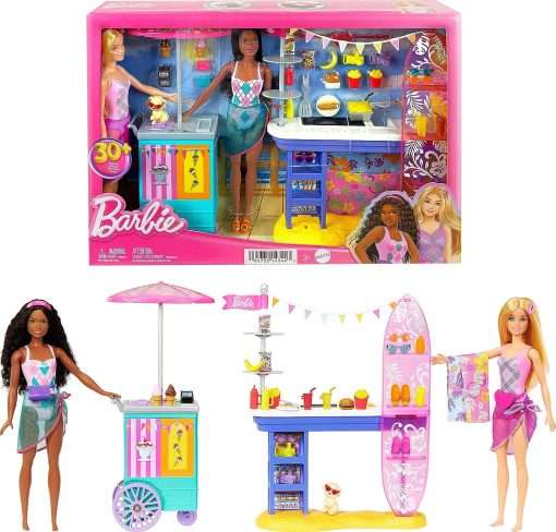 Barbie Dolls & Accessories Playset, Beach Boardwalk with Barbie