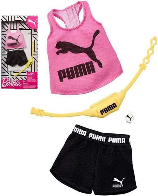Barbie Clothes- Puma Branded Outfit Doll with 2 Accessories, Shorts Set, Multicolor, Model-GHX79 - 5