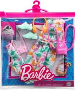 Barbie Clothing & Accessories Inspired by Jurassic World with 10 Storytelling Pieces for Barbie Dolls- Sleeveless Crop Top & Jogger Pants, Backpack - 3