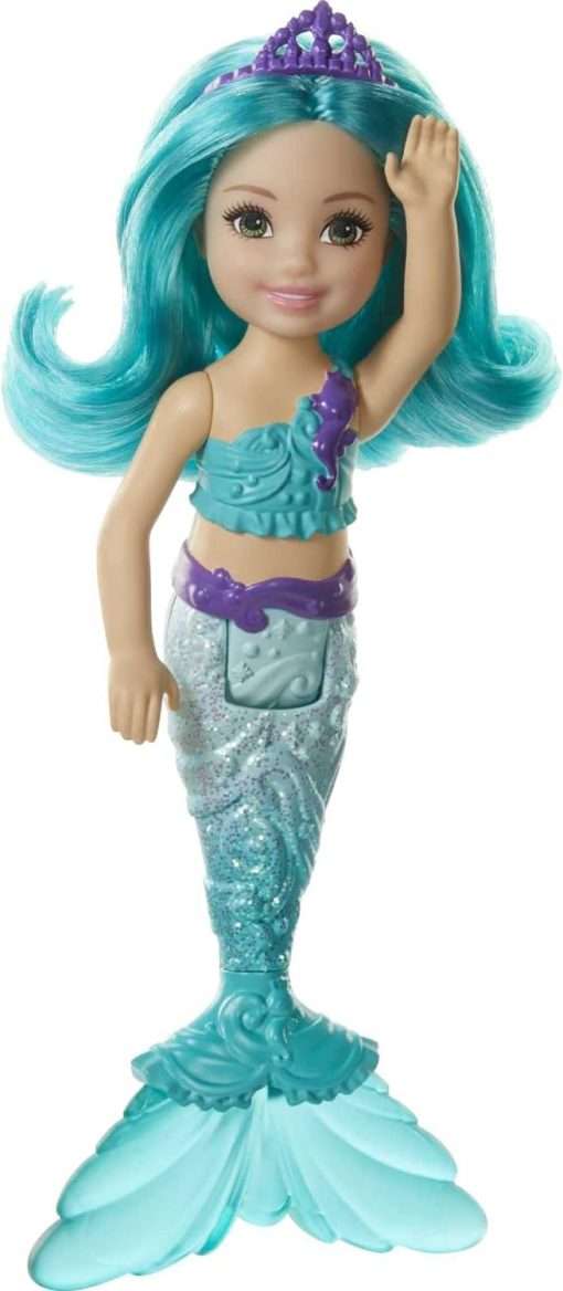 Barbie Dreamtopia Chelsea Mermaid Doll, 6.5-inch with Teal Hair and Tail