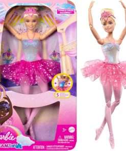 Barbie Dreamtopia Doll, Twinkle Lights Posable Ballerina with 5 Light-Up Shows, Sparkly Pink Tutu, Blonde Hair & Tiara