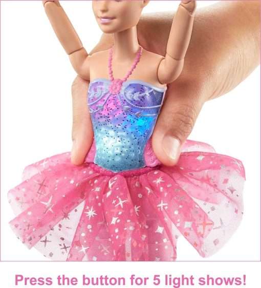 Barbie Dreamtopia Doll, Twinkle Lights Posable Ballerina with 5 Light-Up Shows, Sparkly Pink Tutu, Blonde Hair & Tiara 4