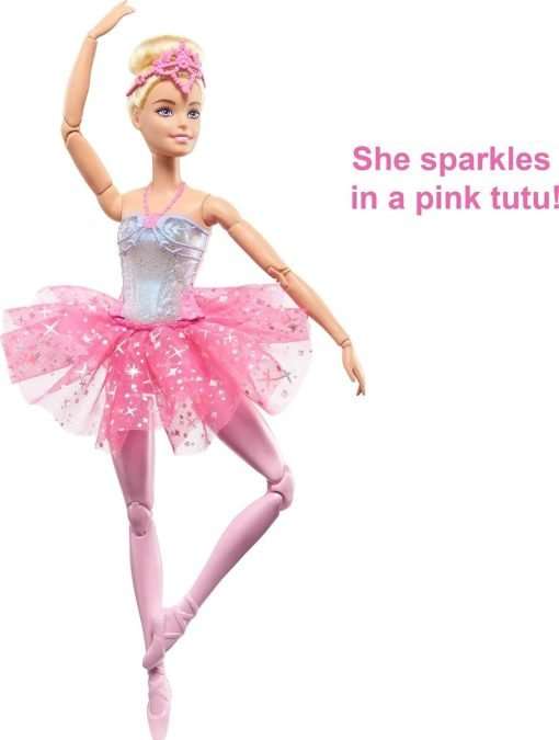 Barbie Dreamtopia Doll, Twinkle Lights Posable Ballerina with 5 Light-Up Shows, Sparkly Pink Tutu, Blonde Hair & Tiara 5