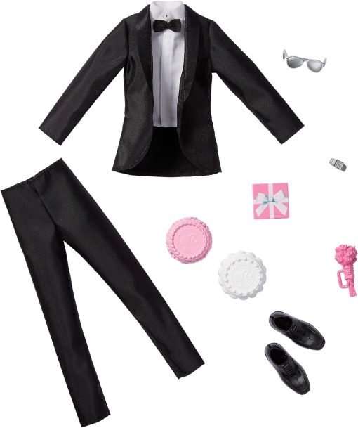 Barbie Fashion Pack- Bridal Outfit for Ken Doll with Tuxedo, Shoes, Watch, Gift, Wedding Cake with Tray & Bouquet, Gift for Kids 3 to 8 Years Old - 1