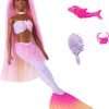 Barbie Mermaid Doll, Brooklyn' with Pink Hair, Styling Accessories, Dolphin Friend and a Function That Changes Color to Water, HRP98