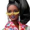 Barbie BMR1959 Fully Poseable Curvy Fashion Doll, Brunette, in Clear Vinyl Bomber Jacket and Floral Hoodie Dress, with Accessories and Doll Stand - 2