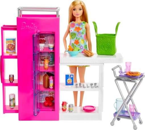 Barbie Doll & 25+ Accessories, Ultimate Pantry Playset with Doll House Furniture, Food-Themed Pieces & Sticker Sheet - 1