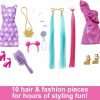 Barbie Doll, Fun & Fancy Hair with Extra-Long Colorful Blonde Hair and Glossy Pink Dress, 10 Hair and Fashion Play Accessories - 3