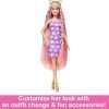 Barbie Doll, Fun & Fancy Hair with Extra-Long Colorful Blonde Hair and Glossy Pink Dress, 10 Hair and Fashion Play Accessories - 5
