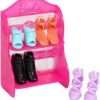 Barbie Doll Shoe Pack - GVY23 ~ Includes 4 Pairs of Doll Shoes with Shoerack - Blue, Orange and Purple Heels with Black Boots - 3