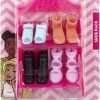 Barbie Doll Shoe Pack - GVY23 ~ Includes 4 Pairs of Doll Shoes with Shoerack - Blue, Orange and Purple Heels with Black Boots - 4