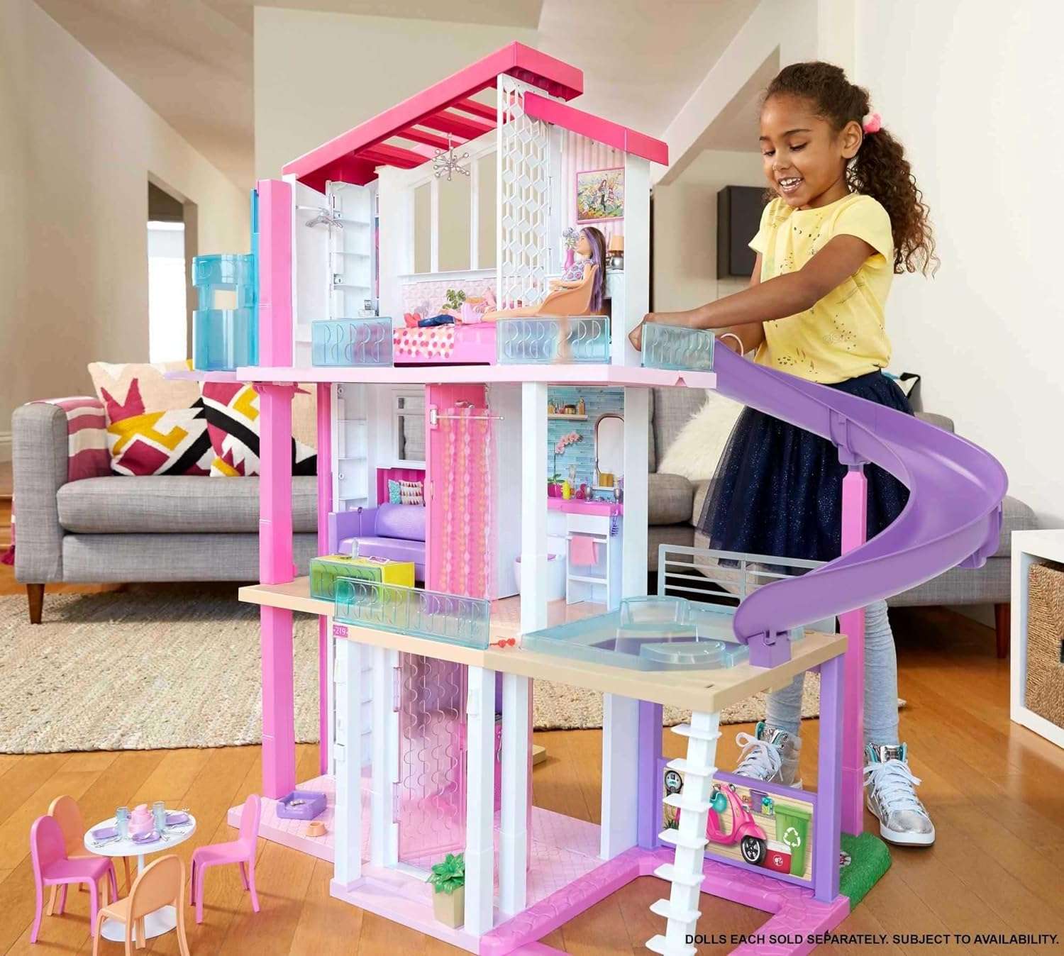 Barbie DreamHouse Dollhouse with 70+ Accessories, Working Elevator & Slide, Lights & Sounds + Barbie Car “Electric Vehicle” with Charging Station and Plug - 2
