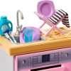 Barbie Furniture and Accessories, Doll House Decor Set with Dishwasher Theme, Kitchen Add-On with Counter Sink - 3