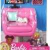 Barbie Indoor Furniture Playset, Living Room Includes Kitten, Furniture and Accessories for Movie and Game Night - 2