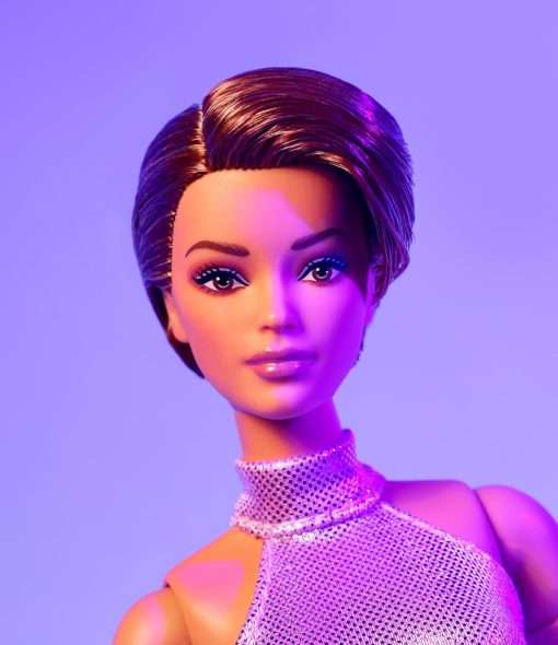 Barbie Looks Doll, Collectible No. 22 with Pixie Cut and Modern Y2K Fashion, Sequined Pink Halter Jumpsuit with Silver Heels - 3