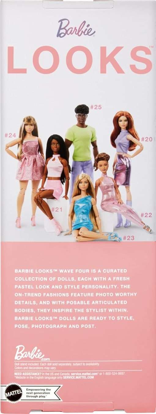 Barbie Looks Doll, Collectible No. 22 with Pixie Cut and Modern Y2K Fashion, Sequined Pink Halter Jumpsuit with Silver Heels - 6