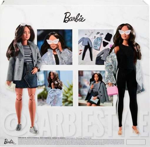 Barbie Signature @BarbieStyle Fully Poseable Fashion Doll (11.5-in Brunette, Curvy) with 2 Tops, Skirt, Pants, Coat, Jacket, 2 Pairs of Shoes & Accessories, Gift for Collector - 6