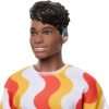 Barbie Fashionistas Ken Doll #220 with Behind-The-Ear Hearing Aids & Broad Body Wearing a Removable Orange Patterned Shirt, Shorts & Jelly Sandals - 3