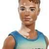 Barbie Fashionistas Ken Fashion Doll #192 with Brunette Cropped Hair & Vitiligo in Malibu Tank, Shorts & Sandals - 3