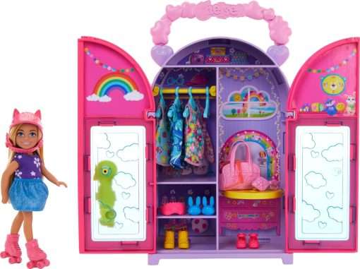 Barbie Chelsea Doll & Closet Toy Playset with 15 Pieces Clothes & Accessories Included, Foldable Set for On-The-Go Play & Storage - 1
