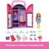 Barbie Chelsea Doll & Closet Toy Playset with 15 Pieces Clothes & Accessories Included, Foldable Set for On-The-Go Play & Storage - 2